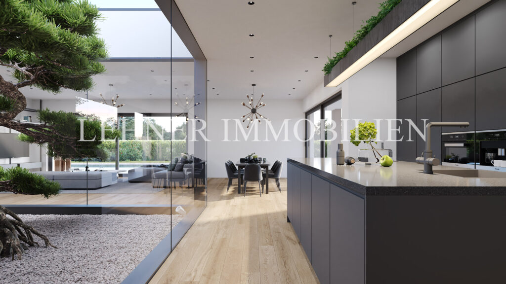 Lehner Immobilien Muttendorf extravaganter Bungalow mit Lichthof und Pool