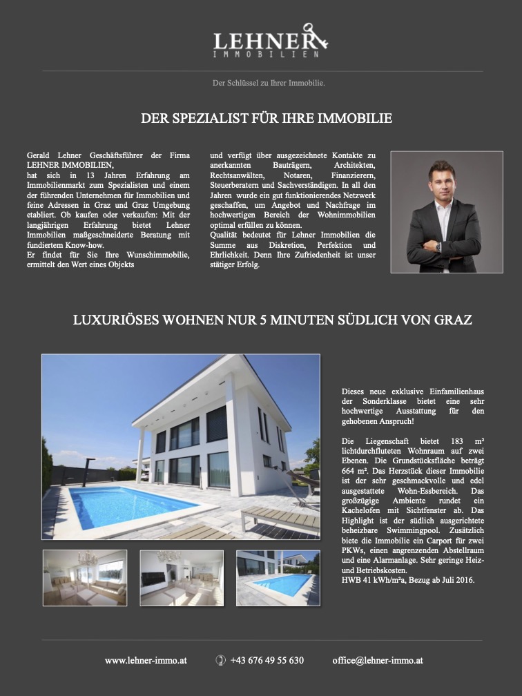 Lehner Immobilien im Moments Magazin Steiermark
